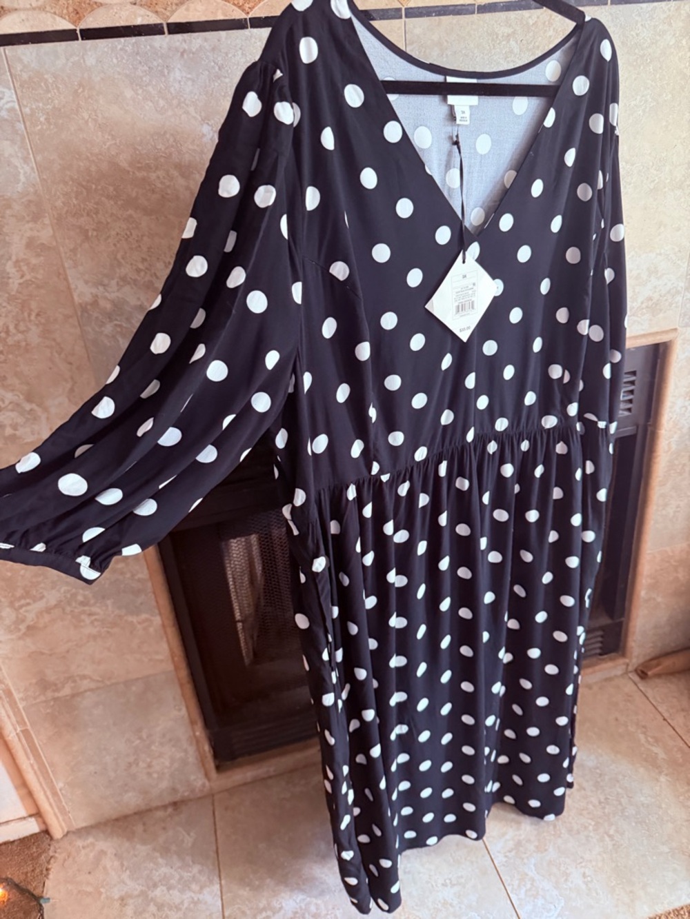 Ava & Viv Black and White Polka Dot Midi Dress - Picture 6 of 10